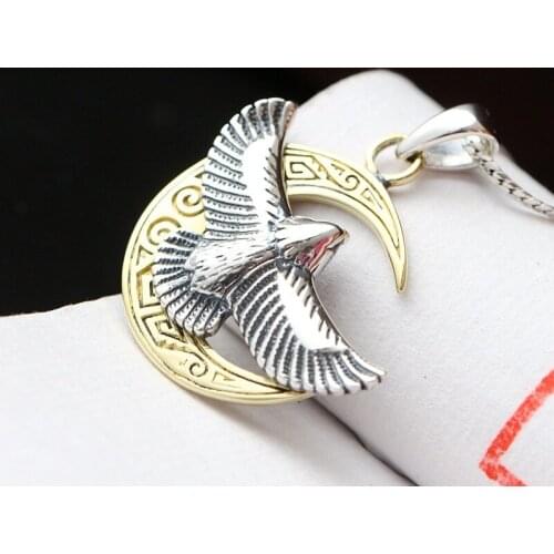 Silver Jewelry Genuine S925 Sterling Silver Small Pendant Male And Female Models Punk Retro Thai Silver Eagle Silver Pendant