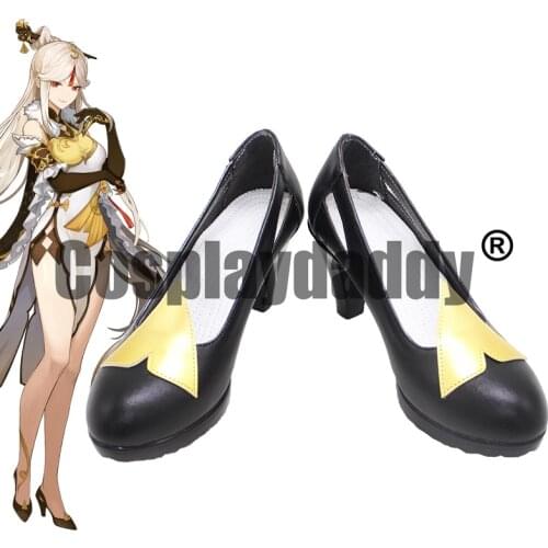 Genshin Impact Tianquan of the Liyue Lady of the Jade Chamber Eclipsing Star Ningguang Cosplay Round Toe Pump Shoes X002