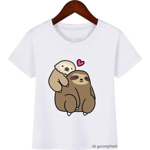 Monkey Eating Watermelon Cartoon Print Funny Boys T-shirt Cute Girls T Shirt Summer Tops Kids Short-sleeved Children Clothing
