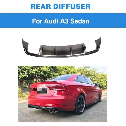 Rear Diffuser for Audi A3 Sedan 2017 2018 2019 Standard Non S3 Sline Carbon Fiber Bumper Lip Spoiler Quad Outlet
