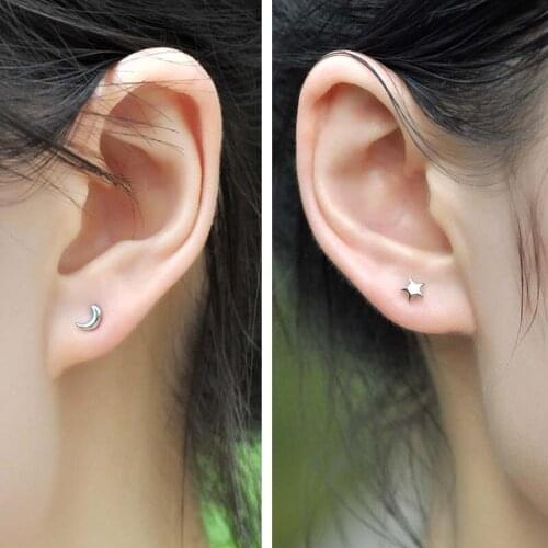 Blaike Small Star and Moon Stud Earrings For Women Wedding Jewelry