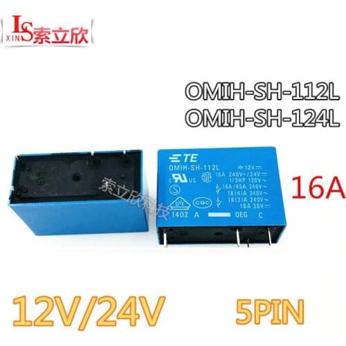10PCS/LOT NEW Relay OMIH-SH-112L OMIH-SH-124L OMIH SH 124L OMIHSH 112L 12VDC 24VDC 12V 5PIN 16A One on one off