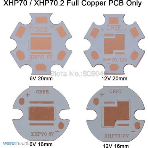 20pcs/lot! Cree XHP70 or XHP70.2 LED Copper PCB Board Heatsink Thermal Separation LED Lamp Base 12V or 6V 16mm or 20mm PCB Only