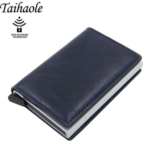 2020 Credit Card Holder Men And Women Metal RFID Vintage Aluminium Box Crazy Horse PU Leather Fashion Card Wallet