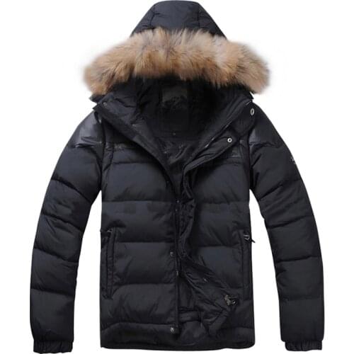 2020 High Quality Winter Men Down Jacket Duck Down Jacket Men Real Raccoon Fur Sleeves Detachable Winter Warm Goose Down Jacket
