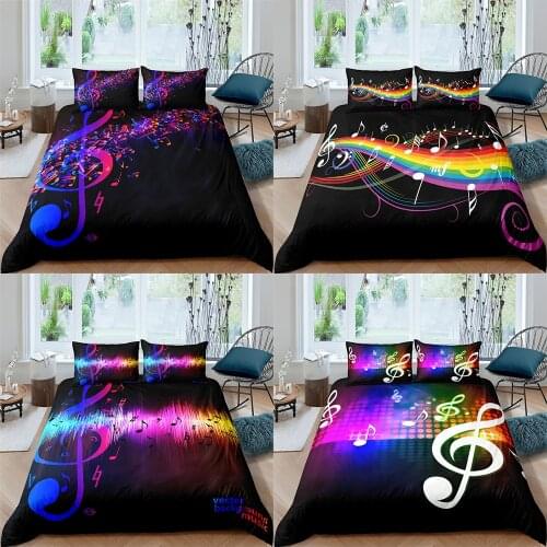 3D Digital Duvet Cover Rainbow Music Notes Printed Bedding Set Colorful Comforter Cover Kids Adult Bedding Set US/EU/AU Size