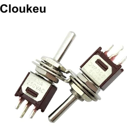 5Pcs SMTS-103 Ultra small Red 5MM 3Pin/3File ON-OFF-ON Rocker switch Toggle Switch 1.5A250V 3A125V