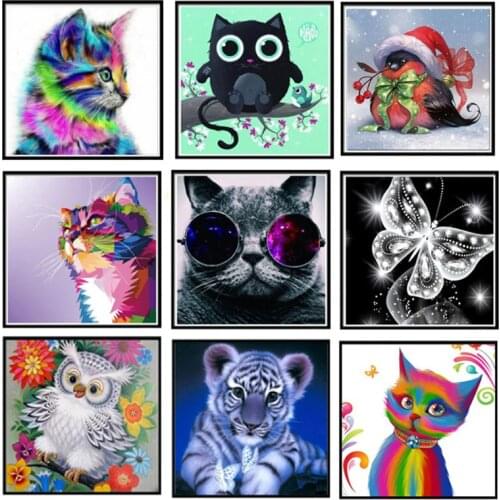 5D DIY Diamond painting tiger cat Animal embroidery cross stitch mosaic home decor sticker crafts