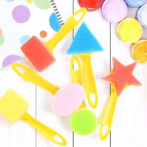 6Pcs Painting Stamps Geometric Shape DIY Graffiti Various Styles Boys Girls Coloring Sponge Stamps for Drawing