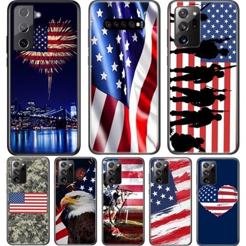America USA Flag For Samsung Galaxy S21 S20 FE Ultra S10 S10E Lite 5G S9 S8 S7 S6 Edge Plus Phone Case
