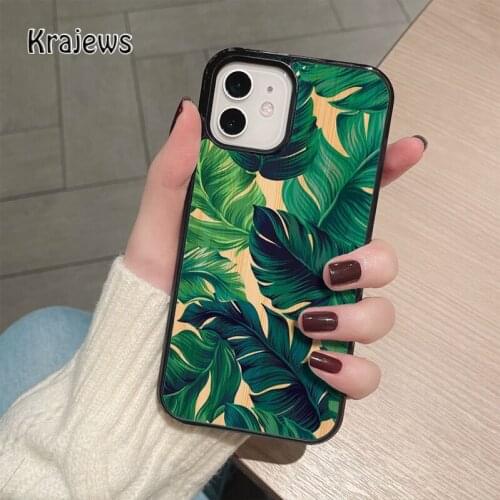Krajews Banana Leaf Print coque Phone Case for iPhone 12 mini 5 6S 7 8 PLUS X XS XR 11 PRO MAX SE 2020 Back Cover Funda Shell