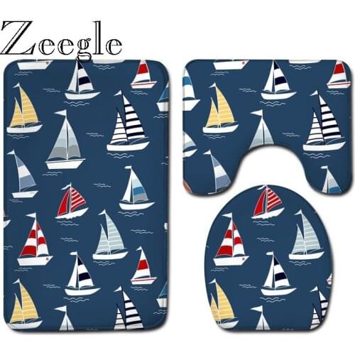 Flannel Bath Mat Toilet Mat Set Hone Deocr Bathroom Capet Anti-slip Floor Carpet Set Washable Shower U-Shaped Toilet Rug