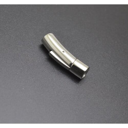 Engrave Logo 10pcs/lot Hole: 6mm 316L Stainless Steel Clasp Tube Hooks Connector For DIY Leather Cord Bracelet Jewelry Finding