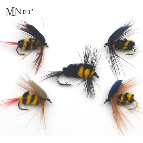 MNFT 30PCS/Set Foam Bee Nymph Flies Fly Fishing Hook Imitation Artificial Bumble Bee Fishing Bait Dry Fly for Trout Fishing