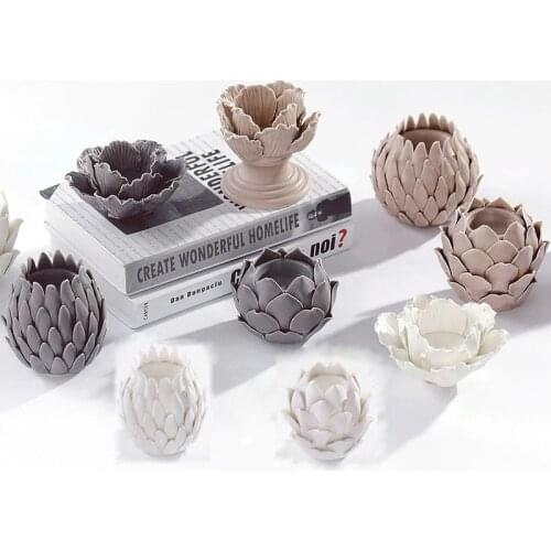 Ceramic Handmade Landscape Flower Shape Tea Candlestick Feng Shui Decoration Visual Home Desktop Wedding Decoration Gifts