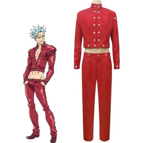 The Seven Deadly Sins Cosplay Foxs Sin of Greed Ban Costumes Artificial Leather Uniform Suit Mens Halloween Carnival Costume