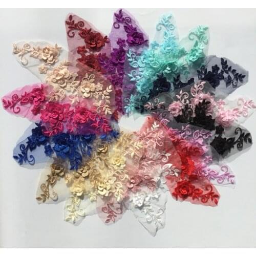 1Piece Bridal Lace Applique Blue Red Ivory Black Champagne Turquoise Venice Embroidered Appliqued For Headbands Wedding Dresses