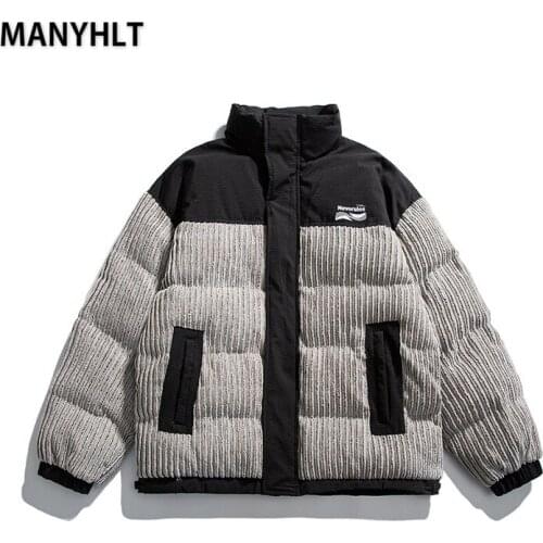 MANYHLT Men Hip Hop Retro Oversized Jacket Warm Thick Jacket Male Casual High Quality Overcoat Thermal Winter Parka Winter Coat