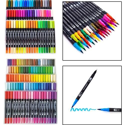 60/100 Colors Dual Tip Brush Pen Drawing Markers for Painting