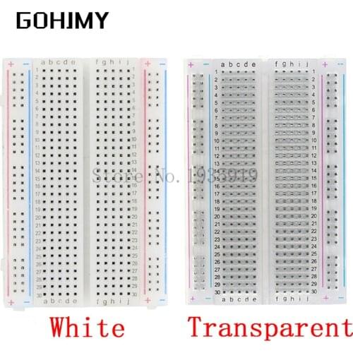 Mini bread board/breadboard 8.5cm x 5.5cm 400 holes Transparent/White DIY Electronic experimental Universal PCB GOHJMY