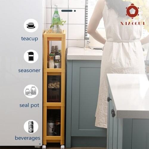 XiaoGui Multi-layer Shelving Crack Display Shelf Movable Pulley Refrigerator Side Stitching Rack Toilet Clearance Shower