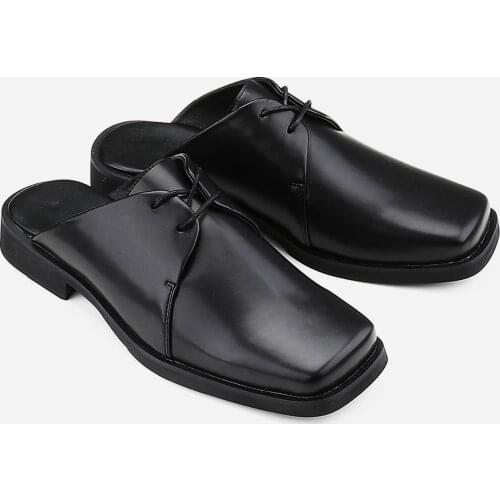 Mens Trendy Shoes Close And Square Toe Slides Man Outdoor Slippers Summer Daily Shoes Cool Boy