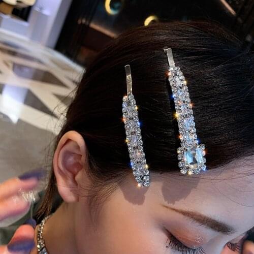 New Arrived Shiny Zircon Crystal Inlay Hairpin Luxury Women Hairwear 2pcs/set Stainless Steel Hair Accessories