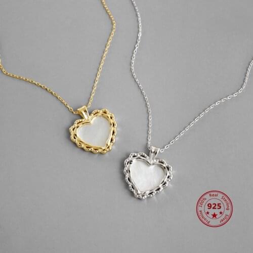 2020 New 925 Sterling Silver Love Heart Necklaces All-match Micro Mother-of-pearl for Women Wedding Jewelry Long Necklaces