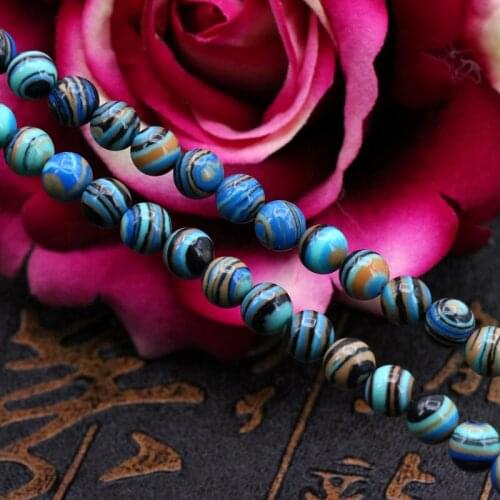 New!Blue stripe malachite 6mm round loose beads 15 inch DIY stone suitable for making design bracelet&necklace women jewelry