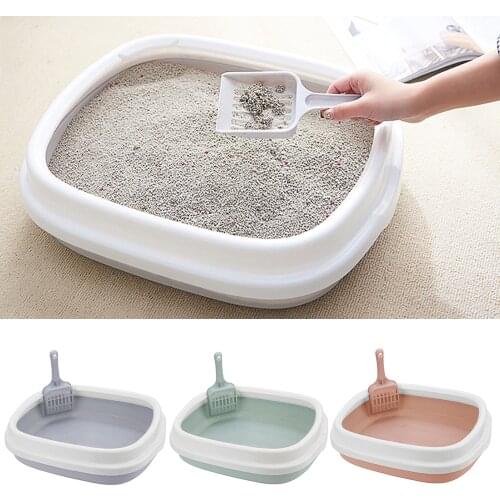 Cat Litter Box Excrement Training Sand Litter Box with Scoop Anti-Splash Pet Toilet Bedpan Tray