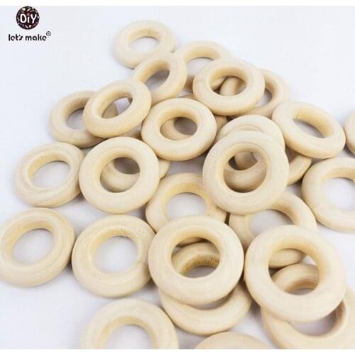 Lets make Baby Teether Natural Teething Wooden Rings 25mm 50pcs Unfinished Wood Teething Rings For Baby Teether Toys Non-toxic