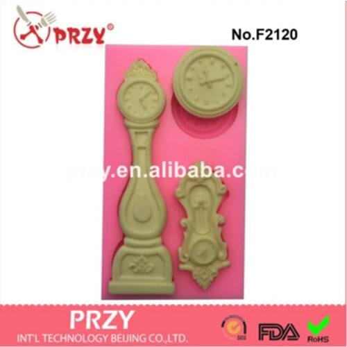 PRZY 3hole Clock Mold for Fondant Food-grade Silicone Mold Cake Decoration Aroma Stone Moulds for Lovely Silicone Rubber 001