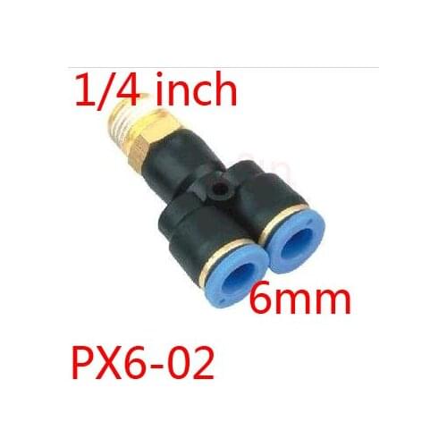 PX6-02 Y tee pneumatic tube fitting 6mm 1/4'' thread three joint thread air hose connector for air cylinder solenoid valve hose