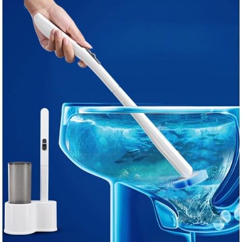 Disposable Toilet Brush Holder Wand Toilet Scrubber Disposable Cleaning Brush 12 Toilet Wand Refill Heads Bathroom Accessories
