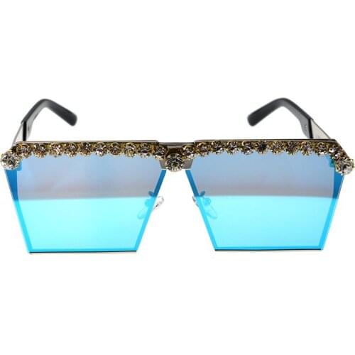 Fashion Luxury Oversized Sunglasses Crystal Brand Designer Rhinestones Square Sunglasses Women Fashion Sun Glasses Oculos