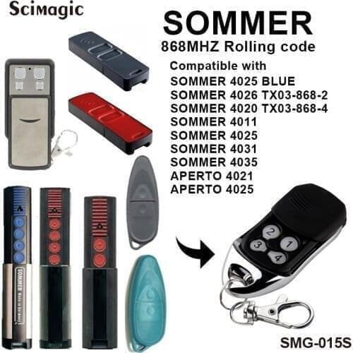 SOMMER APERTO4021, APERTO 4025 TX02-868-2，APERTO 4020 TX-03-868-4 Compatible Garage Door Remote Control 868.35MHz Transmitter