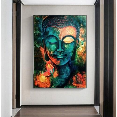 Modern Buddha Statue Canvas Painting Wall Art Posters and Prints Buddhist Decorative Picture for Living Room Home Decoration