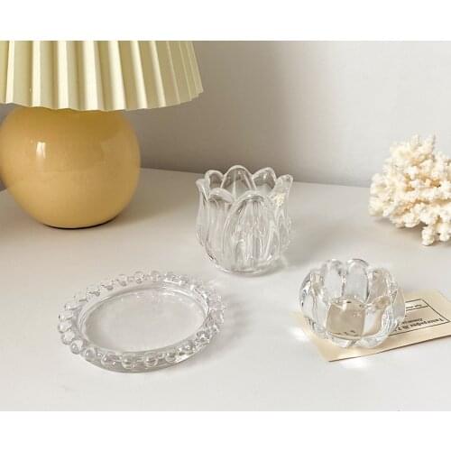 Glass Candle Holders For Home Decor Table Centerpiece Decorations Modern Candlestick Holder Nordic Decorative Candle Stand