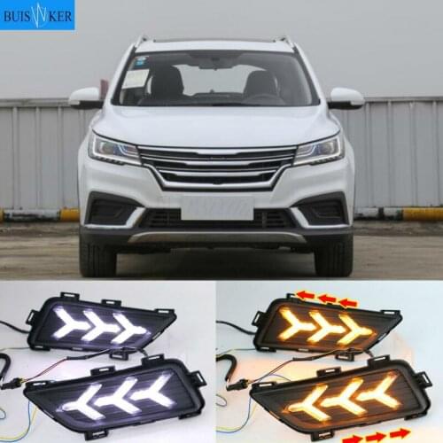 LED DRL Fog lamp driving lights with Yellow Turn Signal Function For Roewe RX3 2018 Daytime running lights