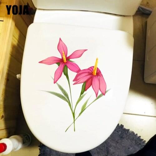 YOJA 19.8X24CM Red Flowering Branch Wall Sticker For Kids Rooms Cartoon Home Bathroom Toilet Decal T1-1885