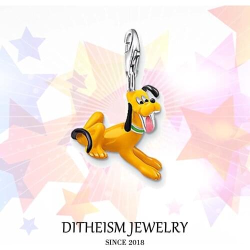 Yellow Dog Charms Pendant,2018 Jewelry 925 Sterling Silver Cute Gift For Women Men Boy Girls Fit Bracelet Necklace Bag