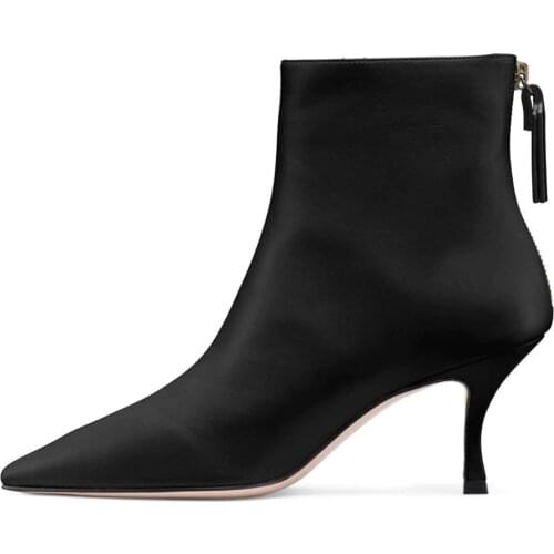 LOVIRS Women Pointed Toe Zip Stiletto Kitten Heel Ankle Booties Fashion Boot
