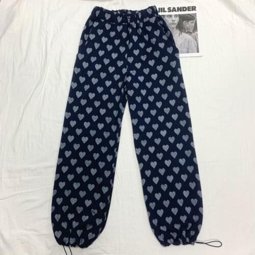 Ladies 2021 fashion new waist widened tendon elastic band loose print bouquet foot pants 0114