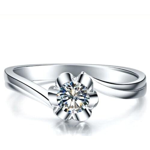 0.25 Carat Solid 14K Gold Flower Shape Personality Simulate Diamond Wedding Ring For Women Invitation Gift For Lady Pure Gold