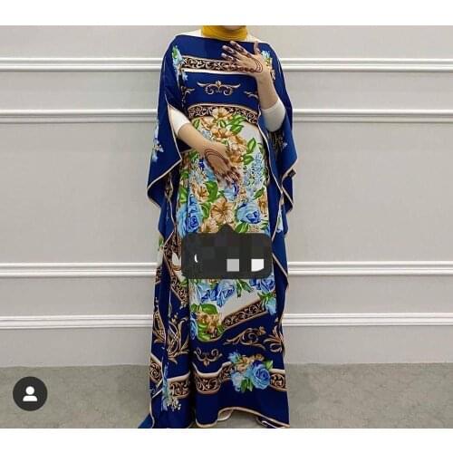 Européenne vêtements Printed Bohemian Plus size Womens Silk Caftan Long Silk Dress Silk Kaftan Silk Tunic for party