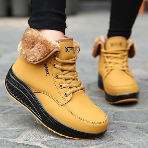 Winter Boots Women Platform Boots Warm Fur Snow Boots Women Boots Winter Shoes Wedge Ankle Booties Female Creepers Botas Mujer