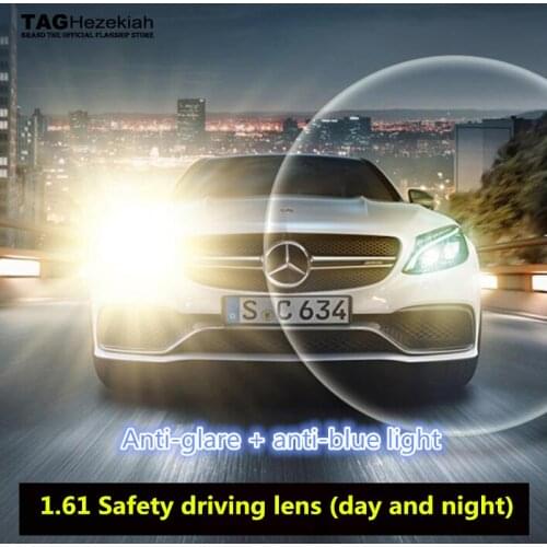 1.61 Anti-blue Anti-glare Driving Lenses Strong Light Prescription Myopia Resin Optical Lens Safety driving lens (day and night)