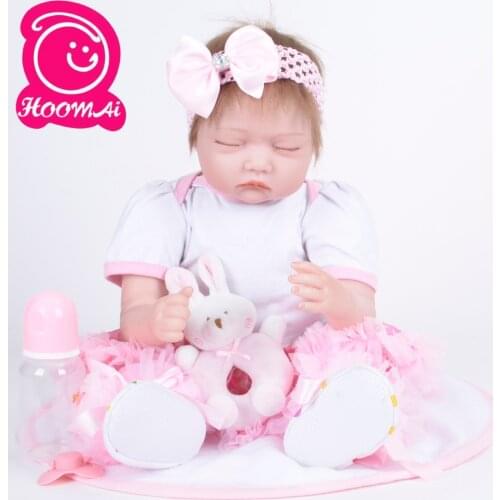 22" Lovely Reborn Baby Doll Soft Vinyl Cloth Body Realistic Sleeping Bebe Baby Dolls For Kid Birthday Childrens Day Gift 55cm