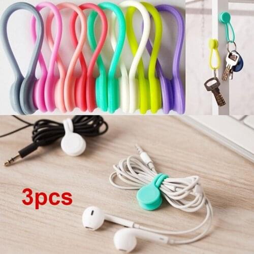 3pcs/pack New Multifunction Magnet Earphone Cord Winder Cable Holder Organizer Clips Cable Clip Cable Ties for Earphone