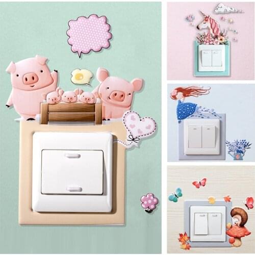 3D Wall decor Silicone Switch Protective Cover Luminous Light Switch Outlet Sticker Cartoon Animal Wall Sticker Home Decor